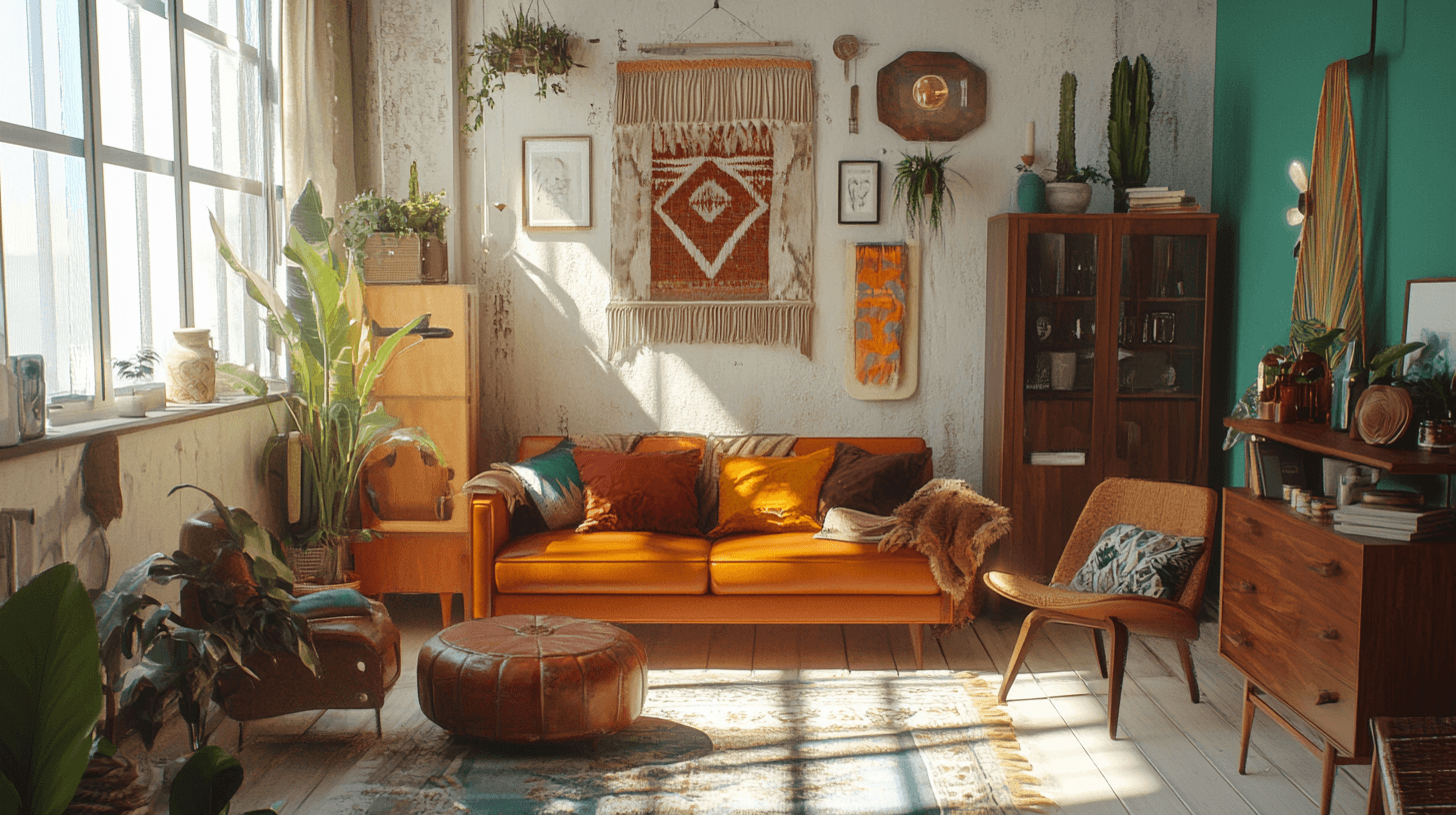 Wskazówki dotyczące projektowania pokoju w stylu boho z elementami mid-century